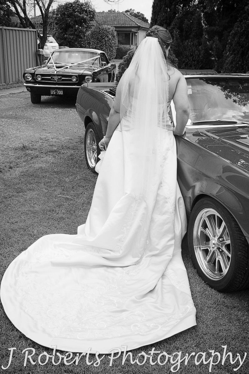 Bride with Ford GT500 - wedding photography sydney